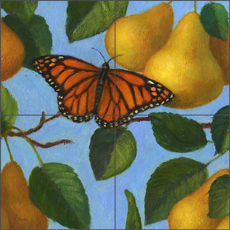 French Pears (detail) by Frances Poole Ceramic Tile Mural FPA028-3