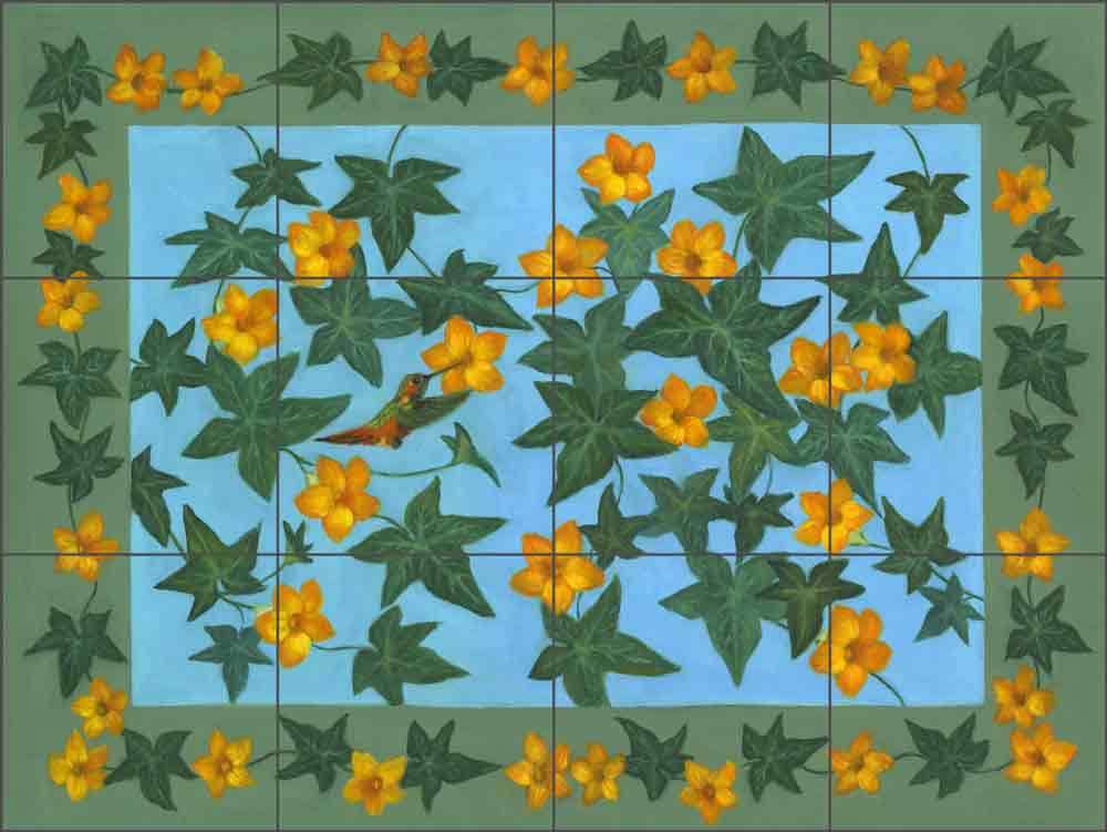 Squash Blossoms by Frances Poole Ceramic Tile Mural FPA032