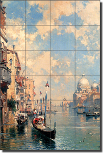 Unterberger Venice Canal Ceramic Tile Mural 17" x 25.5" - FRU001