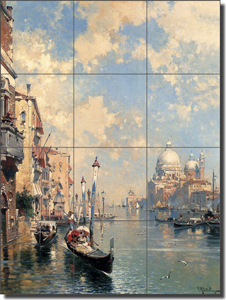 Unterberger Venice Canal Ceramic Tile Mural 12.75" x 17" - FRU001