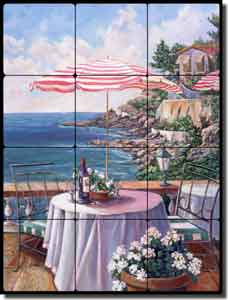 Cook Mediterranean Seascape Tumbled Marble Tile Mural 18" x 24" - GCS001