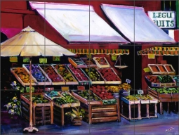 Red Produce Cart by Ginger Cook Ceramic Tile Mural - GCS015