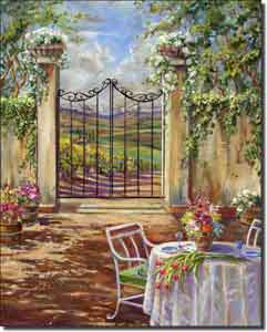 Cook Tuscan Landscape Courtyard Ceramic Accent Tile 8" x 10"