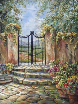 Tuscan Valley View by Ginger Cook Ceramic Tile Mural GCS042