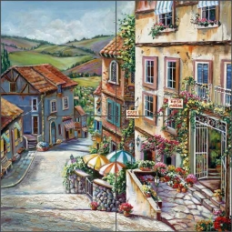 Village View by Ginger Cook Ceramic Tile Mural GCS045