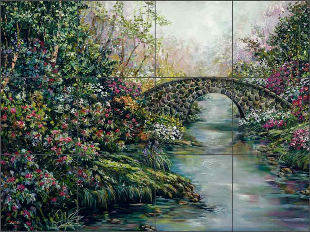 The Stone Bridge by Ginger Cook Ceramic Tile Mural GCS063