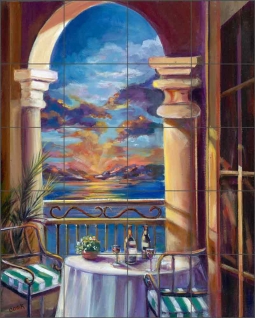 Sunset Interlude by Ginger Cook Ceramic Tile Mural GCS077
