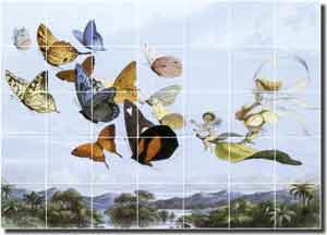 Doyle Fantasy Fairy Butterfly Ceramic Tile Mural 29.75" x 21.25" - GFP022