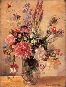 Lambert Flower Still Life Ceramic Accent Tile - GL2002AT
