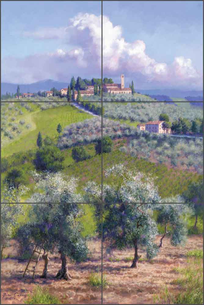 Oil Trees of Chianti by June Carey Ceramic Tile Mural - GW-JC010