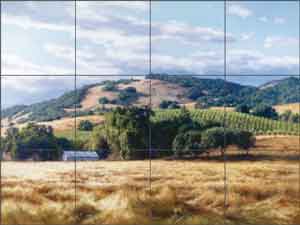 Carey Vineyard Landscape Glass Tile Mural 24" x 18" - GW-JC012