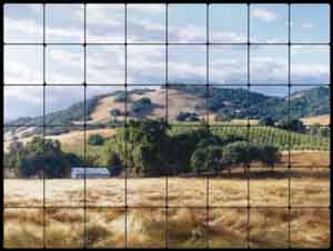 Carey Vineyard Landscape Tumbled Marble Tile Mural 32" x 24" - GW-JC012