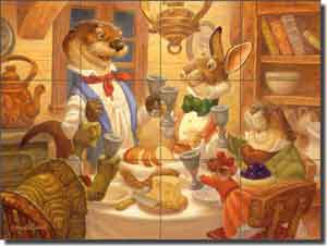 Gustafson Children's Animals Ceramic Tile Mural 17" x 12.75" - GW-SG002