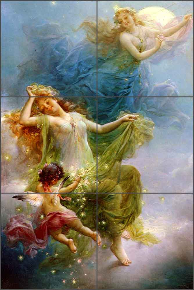 In the Night Sky by Hans Zatzka Ceramic Tile Mural - HZ002