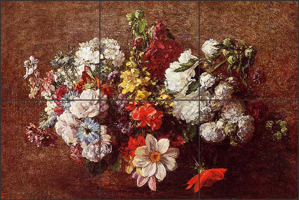 Bouquet of Flowers by Ignace Fantin-Latour Ceramic Tile Mural IHJTFL004
