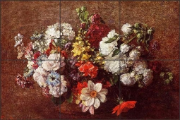 Bouquet of Flowers by Ignace Fantin-Latour Ceramic Tile Mural IHJTFL004