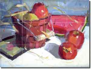 Crowe Fruit Watermelon Ceramic Tile Mural 24" x 18" - JAC002