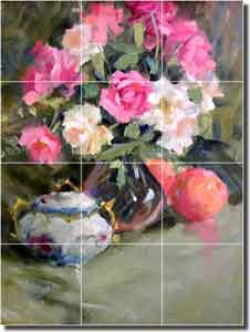 Crowe Floral Still Life Ceramic Tile Mural 12" x 17" - JAC004