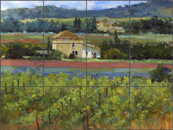 Crowe Provence Vineyard Landscape Ceramic Tile Mural - JAC011