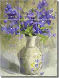 Crowe Bluebonnets Flowers Ceramic Tile Mural 18" x 24" - JAC014