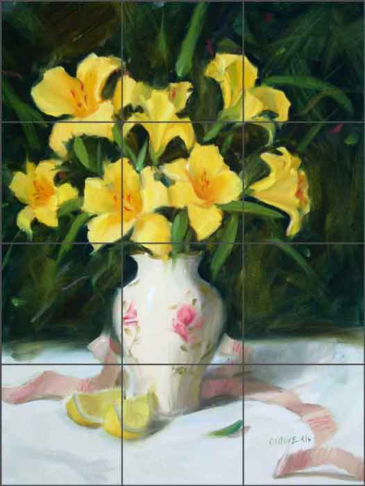 Day Lilies by Judy A. Crowe Ceramic Tile Mural - JAC078