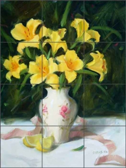 Day Lilies by Judy A. Crowe Ceramic Tile Mural - JAC078