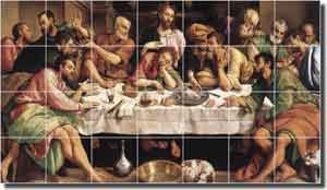Bassano Religious Last Supper Ceramic Tile Mural 29.75" x 17" - JB4001