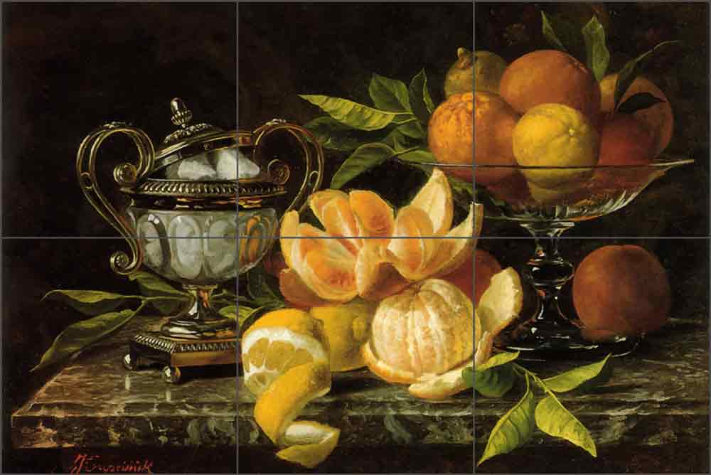 Still Life with Oranges and Lemons by Jean Capeinick Ceramic Tile Mural - JC2001