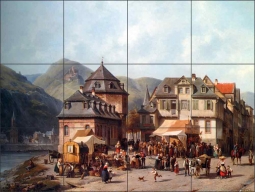 St. Goar am Rheim by Jacques Carabain Ceramic Tile Mural - JC3006