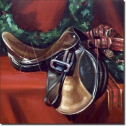 Holiday Saddle by Janet Crawford - Artwork On Tile Ceramic Mural 17" x 21.25" Kitchen Shower Backspl