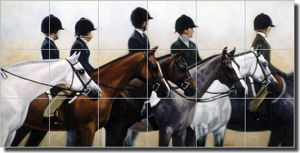 Crawford Horse Equine Riders Ceramic Tile Mural 36" x 18" - JCA026