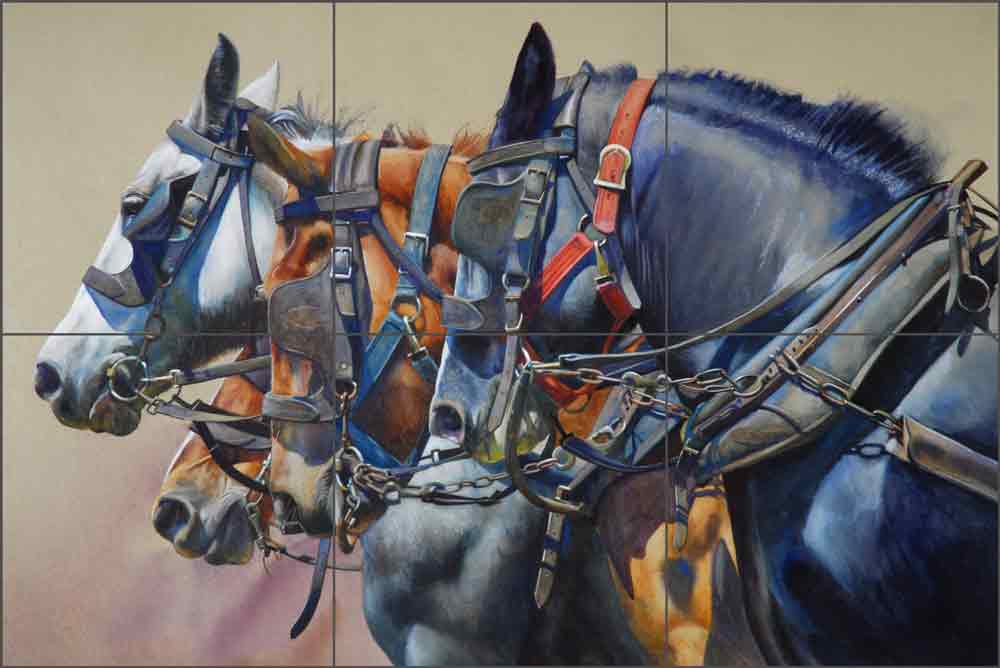 Four Horsepower by John Fawcett Ceramic Tile Mural - JFA013