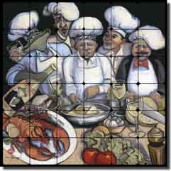 Harrison Chefs Art Tumbled Marble Tile Mural 24" x 24" - 4" - JHA005