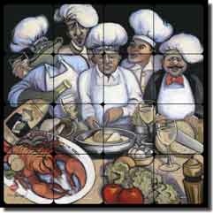 Harrison Chefs Art Tumbled Marble Tile Mural 24" x 24" - 6" - JHA005