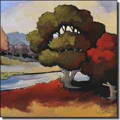 Harrison River Landscape Ceramic Accent Tile 6" x 6" - JHA007AT