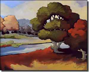 Harrison River Landscape Ceramic Accent Tile 10" x 8" - JHA007AT