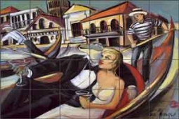 Harrison Gondola Venice Ceramic Tile Mural 25.5" x 17" - JHA013