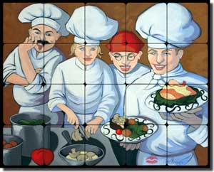 Harrison Chef Kitchen Tumbled Marble Tile Mural 20" x 16" - JHA021