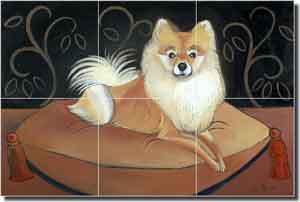 Harrison Pomeranian Dog Ceramic Tile Mural 18" x 12" - JHA026
