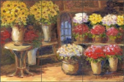 French Flower Market by Joanne Morris Margosian Ceramic Tile Mural - JM001