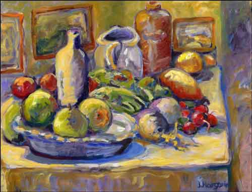 Fruit Still Life by Joanne Morris Margosian Ceramic Accent & Decor Tile - JM002AT