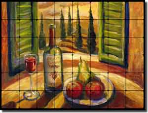 Chianti Classico by Joanne Morris Margosian Tumbled Stone Tile Mural 32" x 24" - JM004