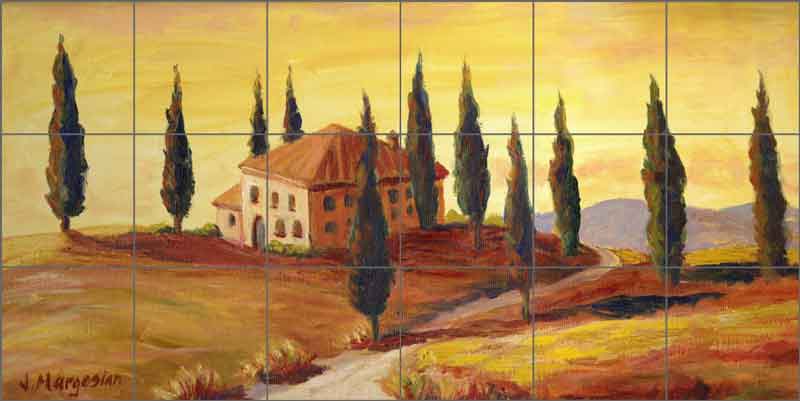 Tuscan Cypress by Joanne Morris Margosian Ceramic Tile Mural JM011