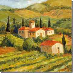 Morris Tuscan Landscape Ceramic Accent Tile 4.25" x 4.25" - JM012AT