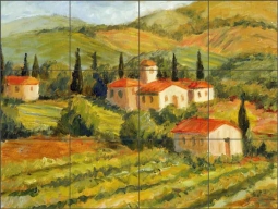Tuscan Villas by Joanne Morris Glass Tile Mural 24" x 18" - JM012