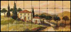 Morris Tuscan Landscape Tumbled Marble Tile Mural 36" x 16" - JM013