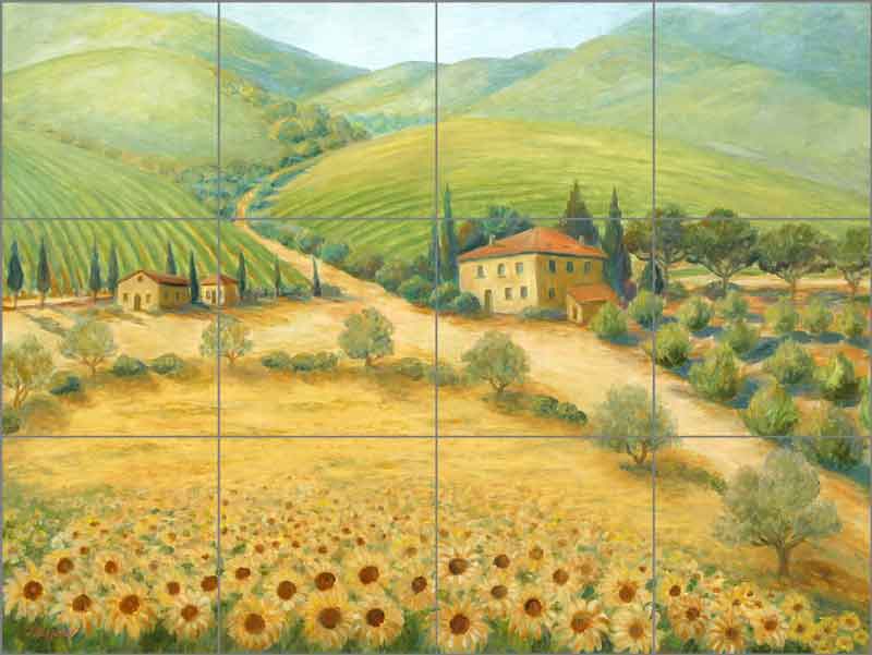 Tuscan Sunflowers by Joanne Morris Margosian Ceramic Tile Mural - JM015