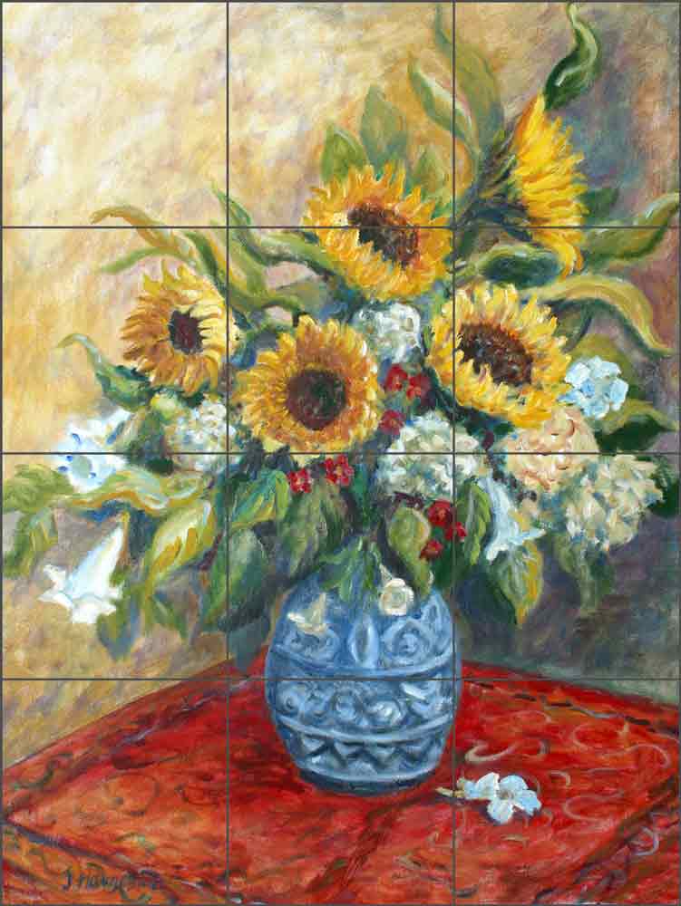 Sunflowers in Blue Vase by Joanne Morris Margosian JM017