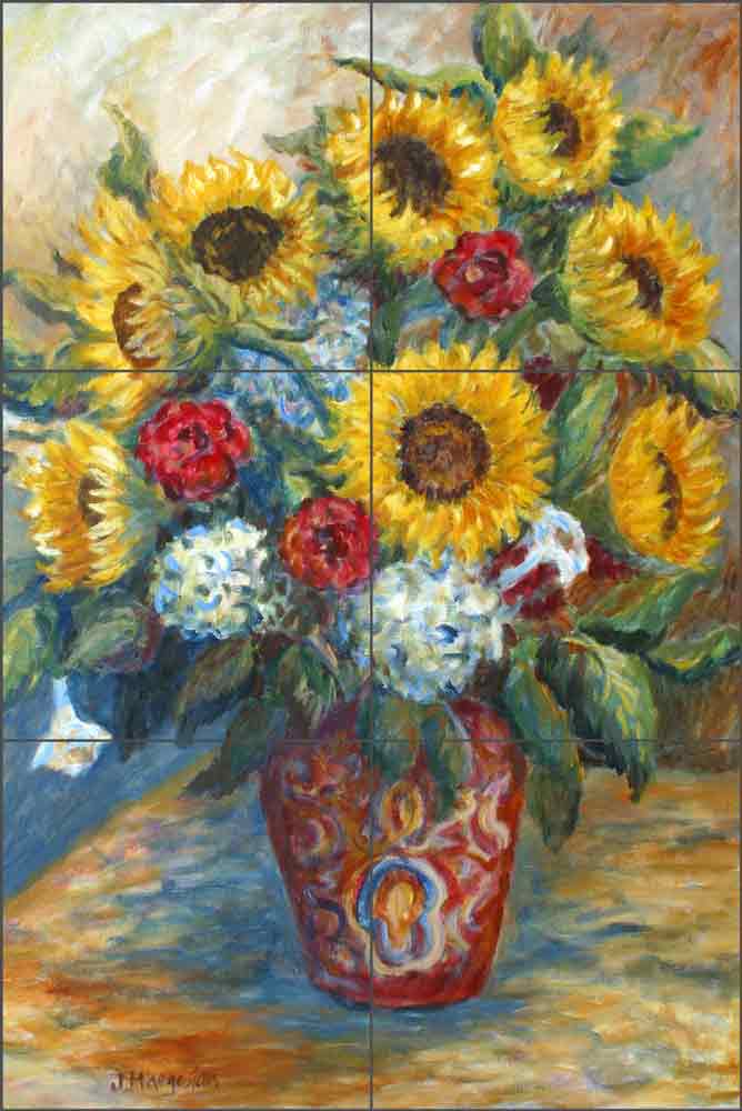 Sunflowers in a Red Vase by Joanne Morris Margosian JM018