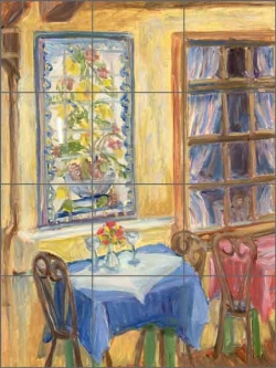 Casanova Table for Two by Joanne Morris Margosian Ceramic Tile Mural - JM022